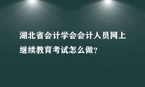 湖北省会计学会会计人员网上继续教育考试怎么做？