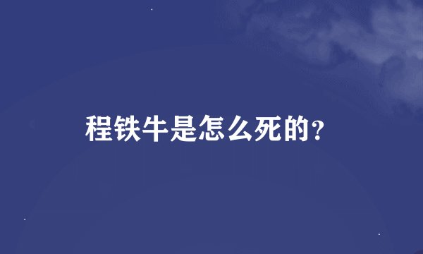 程铁牛是怎么死的？