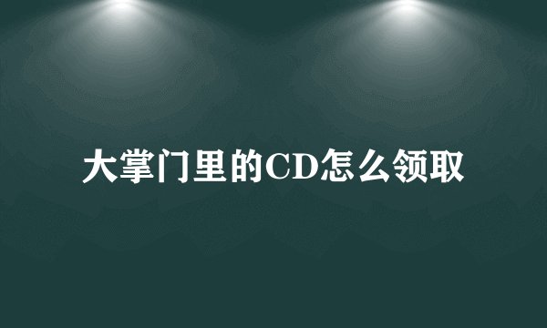 大掌门里的CD怎么领取