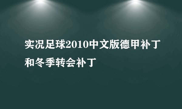 实况足球2010中文版德甲补丁和冬季转会补丁