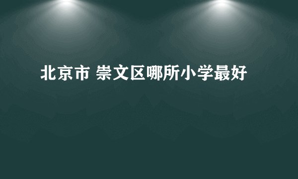 北京市 崇文区哪所小学最好