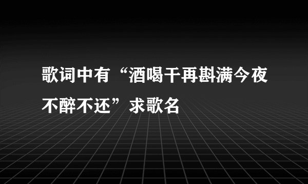 歌词中有“酒喝干再斟满今夜不醉不还”求歌名