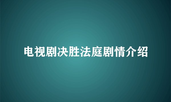 电视剧决胜法庭剧情介绍