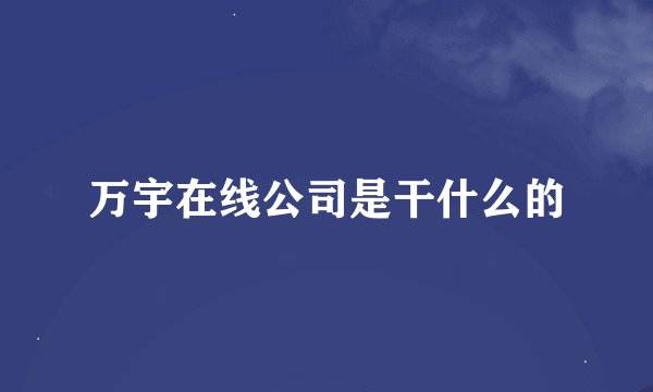 万宇在线公司是干什么的