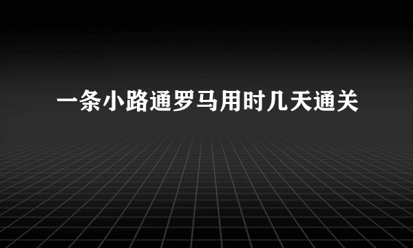 一条小路通罗马用时几天通关