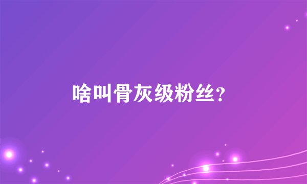 啥叫骨灰级粉丝？