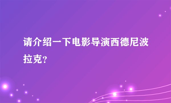 请介绍一下电影导演西德尼波拉克？