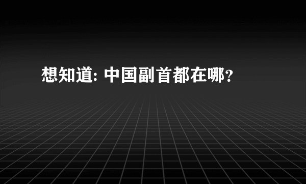 想知道: 中国副首都在哪？