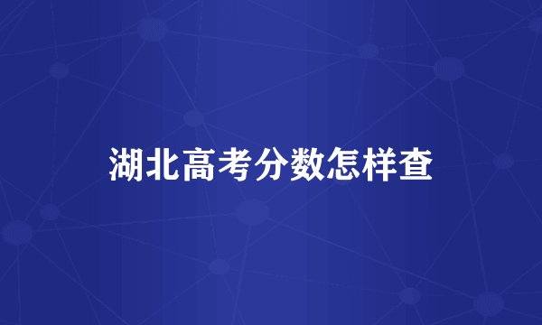 湖北高考分数怎样查