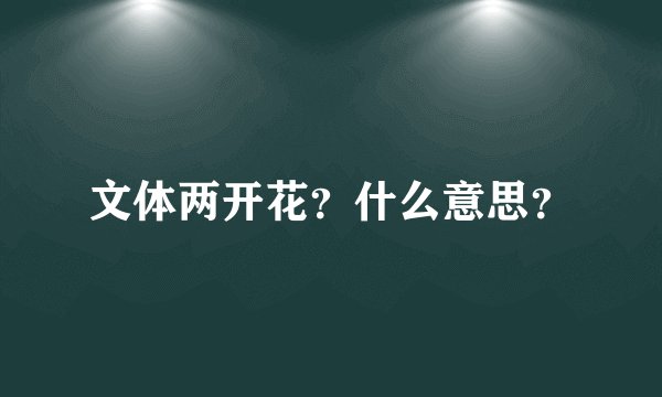 文体两开花？什么意思？