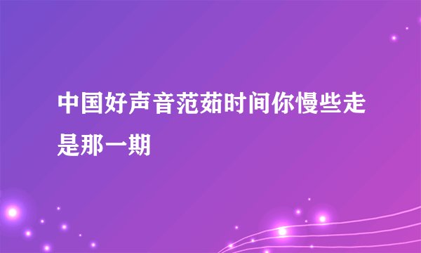 中国好声音范茹时间你慢些走是那一期