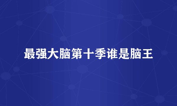 最强大脑第十季谁是脑王