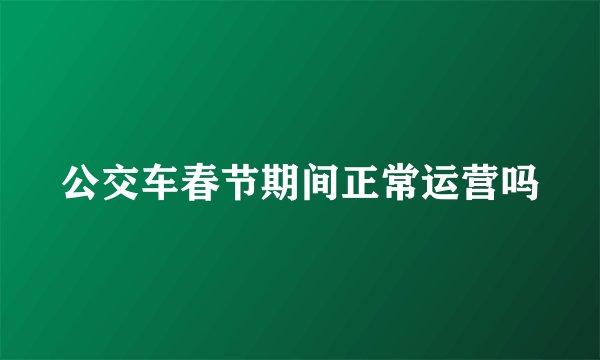 公交车春节期间正常运营吗