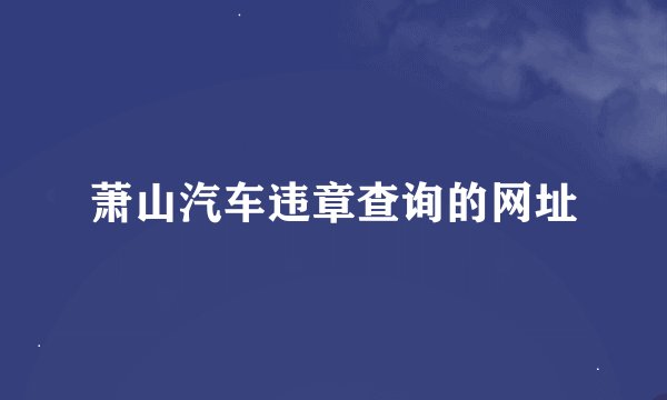 萧山汽车违章查询的网址