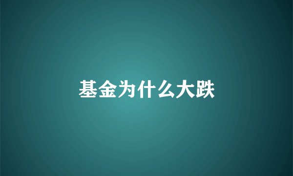 基金为什么大跌