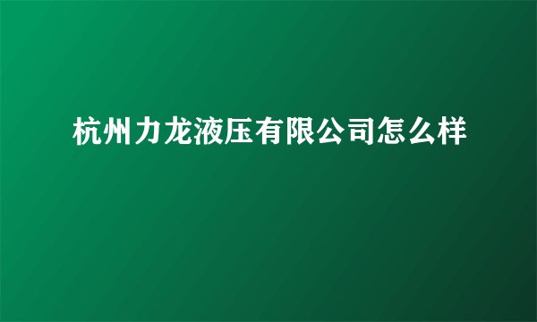 杭州力龙液压有限公司怎么样
