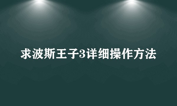 求波斯王子3详细操作方法