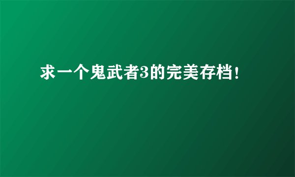 求一个鬼武者3的完美存档！