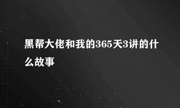 黑帮大佬和我的365天3讲的什么故事