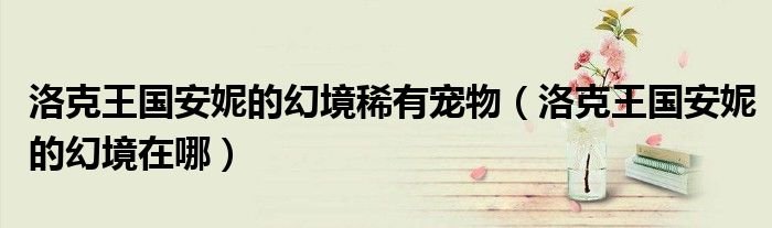 洛克王国安妮的幻境稀有宠物洛克王国安妮的幻境在哪