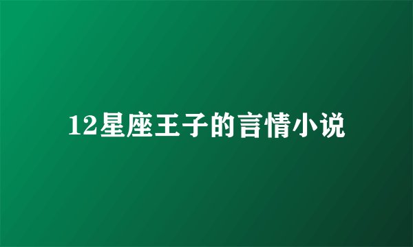 12星座王子的言情小说