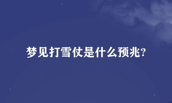 梦见打雪仗是什么预兆?