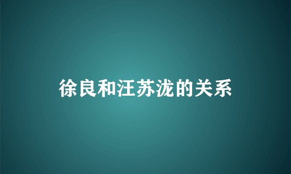徐良和汪苏泷的关系