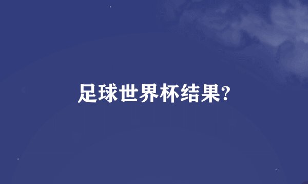 足球世界杯结果?