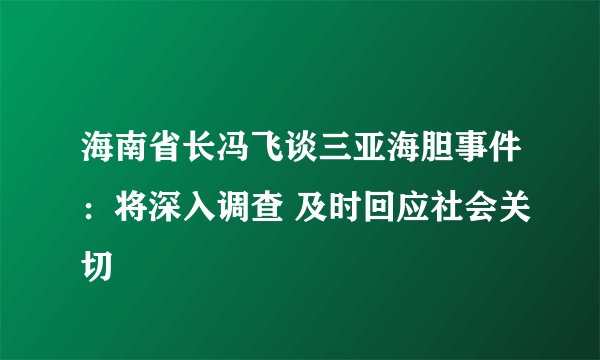 海南省长冯飞谈三亚海胆事件：将深入调查 及时回应社会关切
