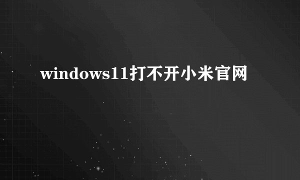 windows11打不开小米官网