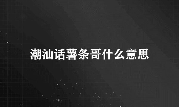 潮汕话薯条哥什么意思