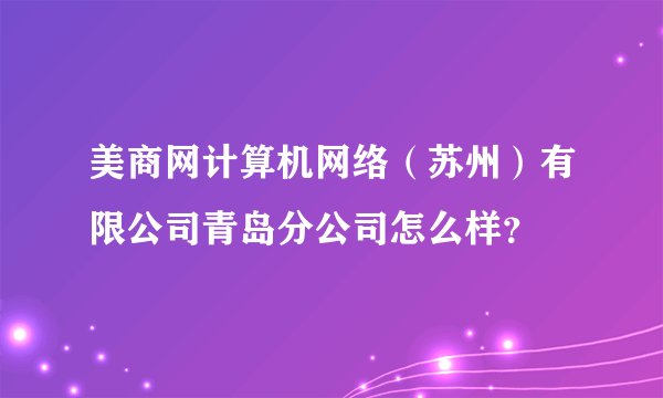 美商网计算机网络（苏州）有限公司青岛分公司怎么样？