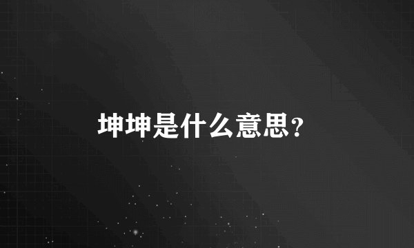 坤坤是什么意思？