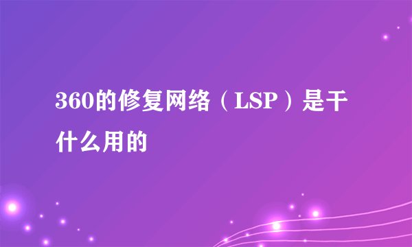 360的修复网络（LSP）是干什么用的