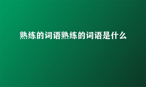 熟练的词语熟练的词语是什么