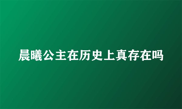 晨曦公主在历史上真存在吗