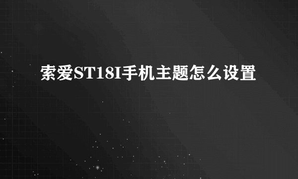 索爱ST18I手机主题怎么设置