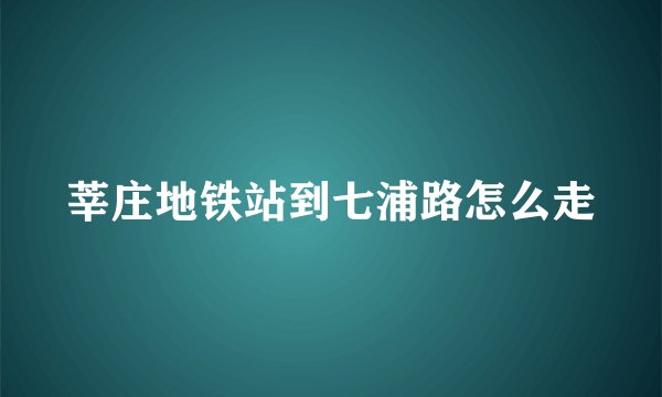 莘庄地铁站到七浦路怎么走