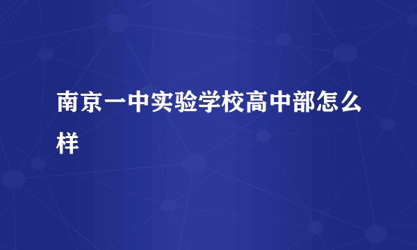 南京一中实验学校高中部怎么样