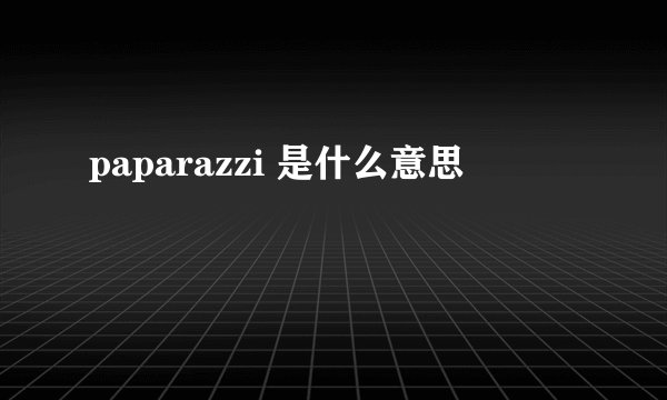 paparazzi 是什么意思