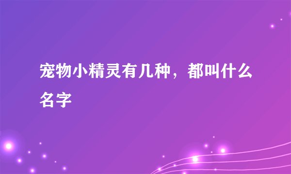 宠物小精灵有几种，都叫什么名字