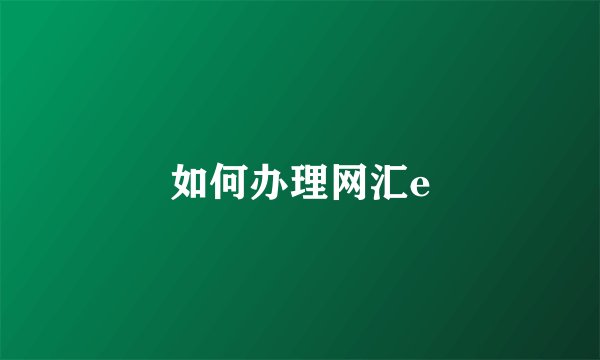 如何办理网汇e