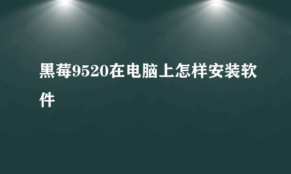 黑莓9520在电脑上怎样安装软件