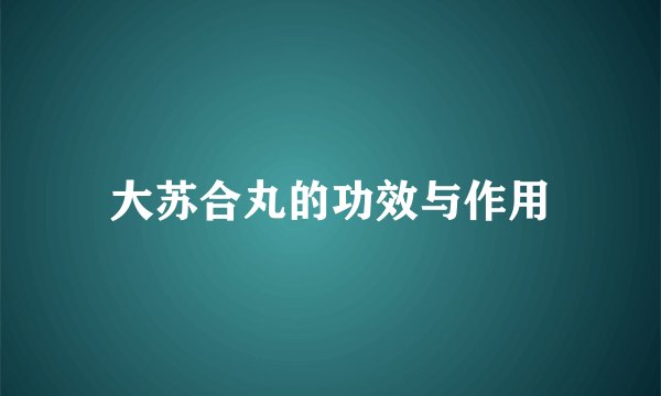 大苏合丸的功效与作用