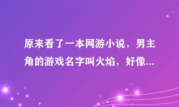原来看了一本网游小说，男主角的游戏名字叫火焰，好像是个剑士，男子叫女主角灵儿，求名字