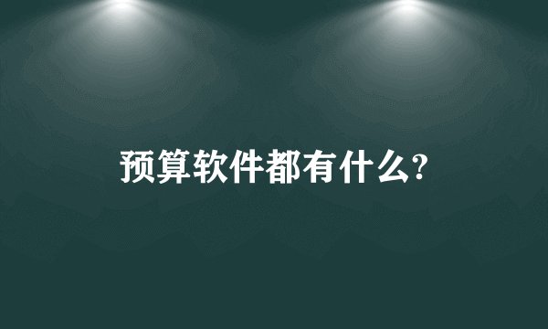 预算软件都有什么?