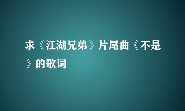 求《江湖兄弟》片尾曲《不是》的歌词