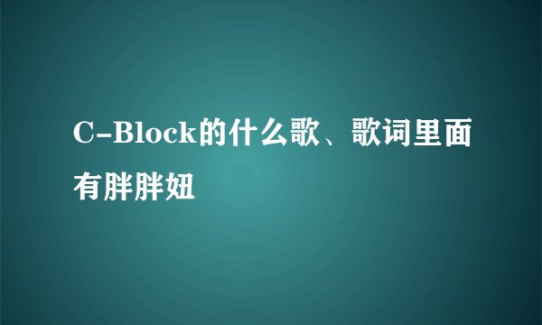 C-Block的什么歌、歌词里面有胖胖妞