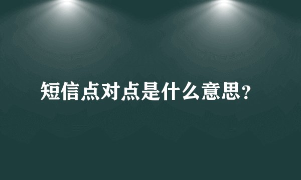 短信点对点是什么意思？