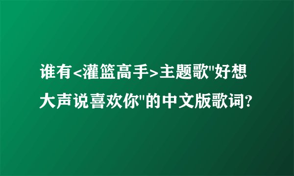 谁有<灌篮高手>主题歌